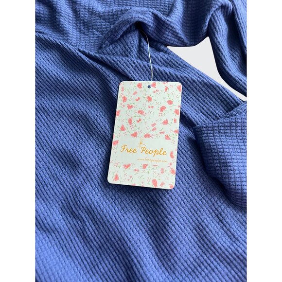 Free People Womens Bondi Thermal Long Sleeve Blouson True Blue Medium - Picture 9 of 16